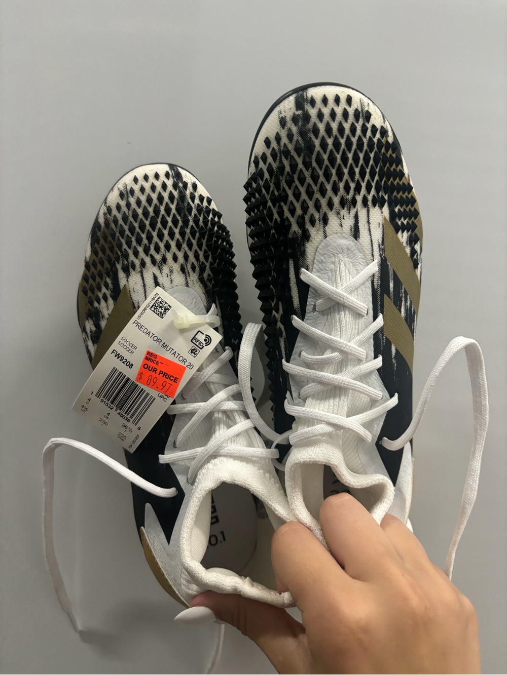 adidas Kids Predator Mutator Soccer Shoes - White & Gold